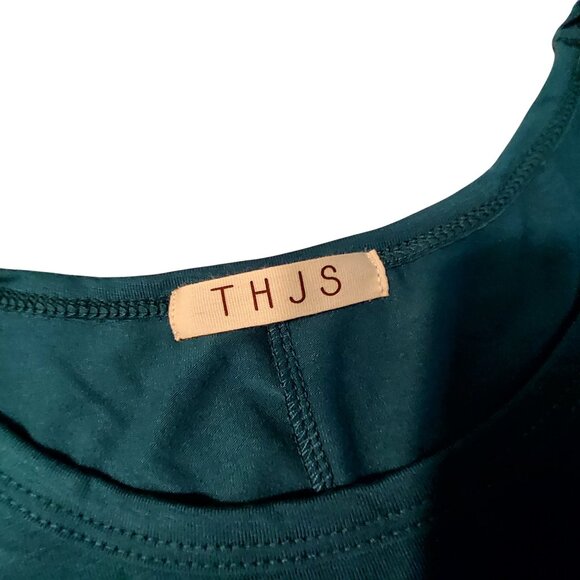THJS Teal Short-Sleeve A-Line Dress In Soft Rayon spandex blend for comfort M - Picture 3 of 7